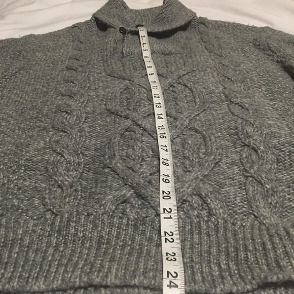 INC sweater Mens XXL gray wool blend fisherman cable knit shawl button collar - Picture 6 of 6